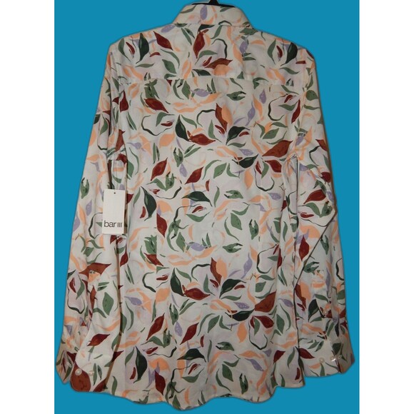 Bar 111 Men' SMALL Long Sleeve Shirt Untucked Fit Slim Fit Stretch Autumn Leaves - Picture 2 of 12